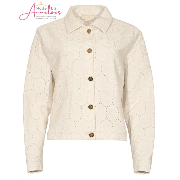 Maicazz Kort jeans jasje Summer ajour Off white